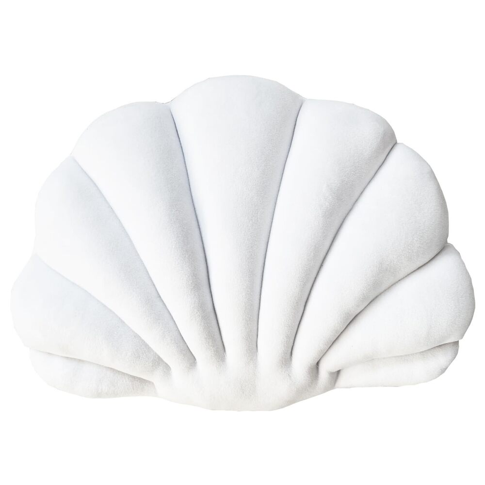 2918 Shell Pillow, White Seashell Pillow, Patio Shell Shaped Pillow, Accent